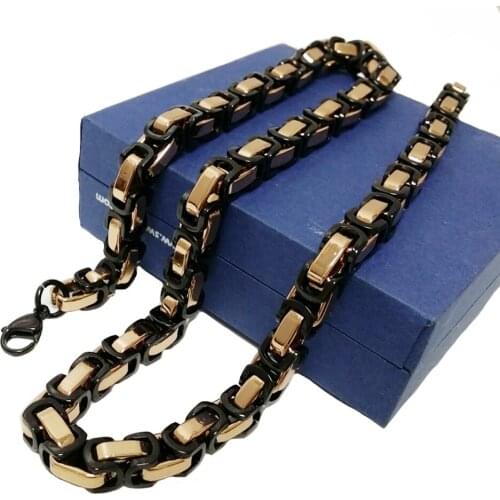 Tisnium 8mm Men Women Necklace Byzantine Style Box Chain Bracelet High Polished Stainless Steel Jewelry Accessories Friend Gift