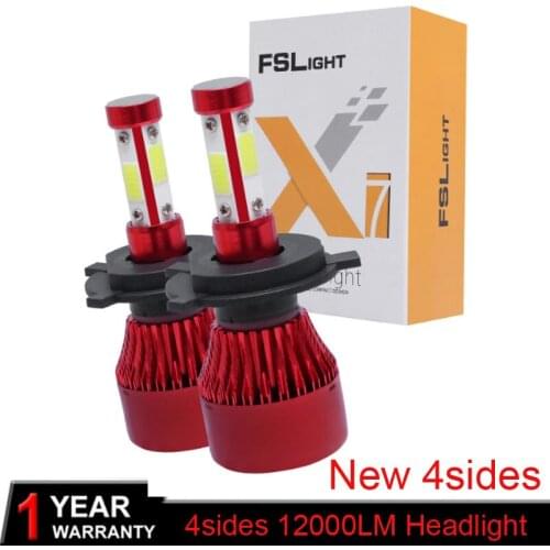 New Headlights Bulbs X7 80W/Set High Low Beam 4-side LED Fog Lights H4 H7 H8 H9 H11 9005 HB3 HB4 9006 9012 12000LM/Set 6000K COB