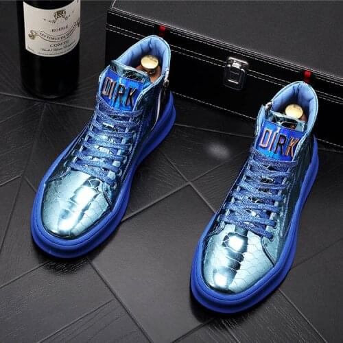 New Men designer Streets garish showy lace-up Causal Flats shoes ankle boot Male platform high-top Man sneakers Zapatos hombre