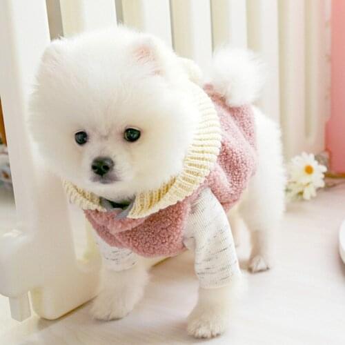 Dog Puppy Clothes Hooded Woolen Vest Coat Fit Small Dog Pet Cat Spring Autumn Pet Dog Cute Sleeveless Warm Knit Hoodies Coat
