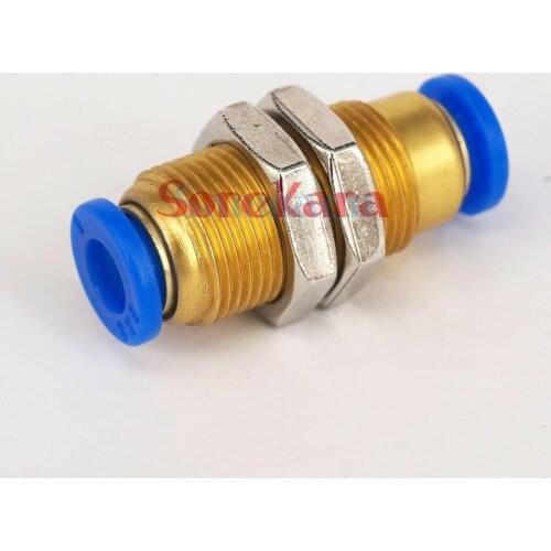 Fit Tube O/D 4/6/8/10/12mm Pneumatic Bulkhead Push In Connector Quick Release Air Fitting