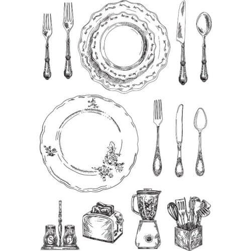 Tableware Transparent Clear Silicone Stamp/Seal for DIY scrapbooking/photo album Decorative clear stamp ST0916