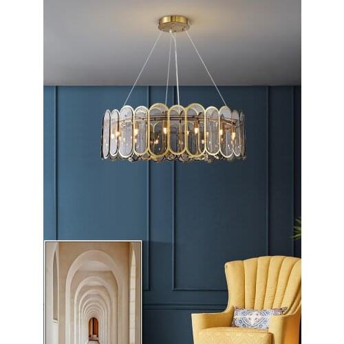 Luxury Postmodern LED Chandelier G9 Smoky Gray Glass Round Lighting Hanging Fixtures For Dining Living Room Bedroom Home Deco