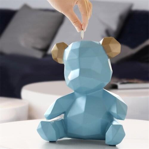 18cm Nordic Piggy Bank Teddy Bear Figurines Money Box Gift Wedding Storage Box Children Coins Holders Box Kids Toy Coin Bank