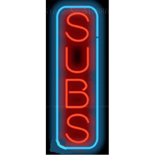 Subs Vertical NEON SIGN REAL GLASS BEER BAR PUB LIGHT SIGNS store display Restaurant shop food dinning Advertising Lights17*14"