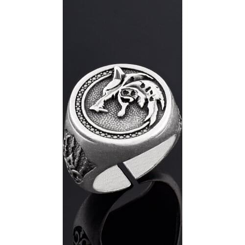 The Witcher Monster Hunter Warrior Male Tv Series Wolf Adjustable Ring Yüz0180