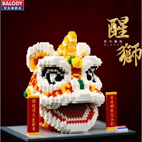 Spring Festival Micro Lions Animals Mini Micro Blocks Building Bricks Model Toys Sets Chinese New Year