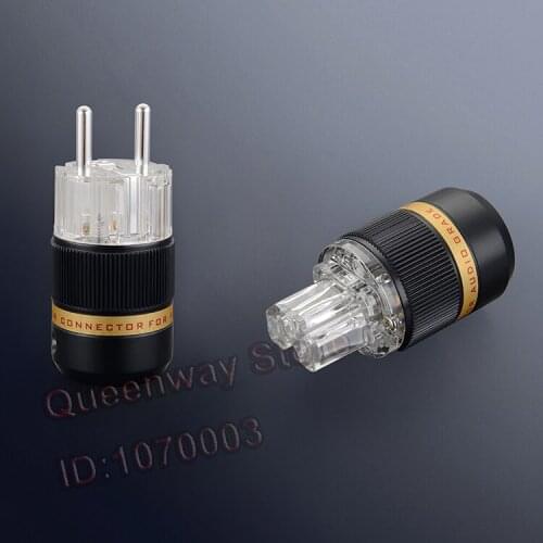 Viborg Pure Copper Rhodium/Gold Plated Power Plug Connector AC Europe/American Standard HIFI Amplifier Power Connector Plug