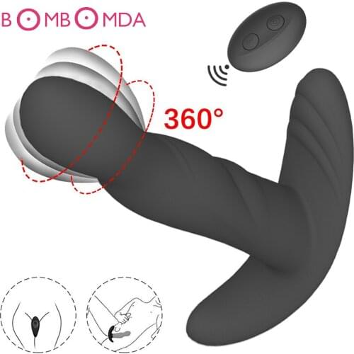 Rotation Silicone Butt Anus Vibrating Male Prostate Massager Anal Plug Remote Control Vibrator Butt Plugs Adult Sex Toy For Men