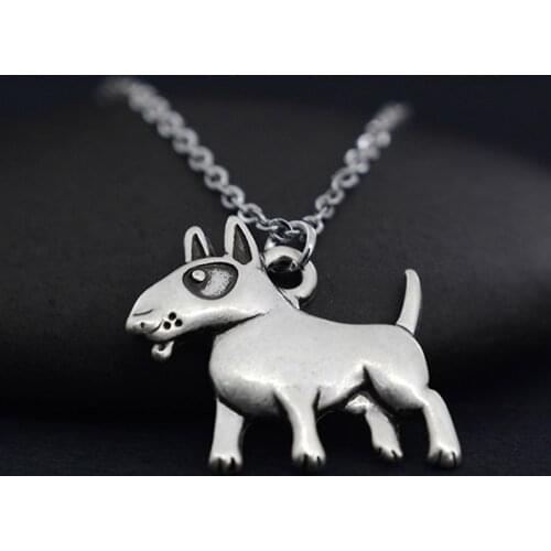 Vintage Cute Bull Terrier Pendant & Necklaces Boho Retro Style Dog Charms Long Chain Necklaces For Women Men Fashion Jewelry