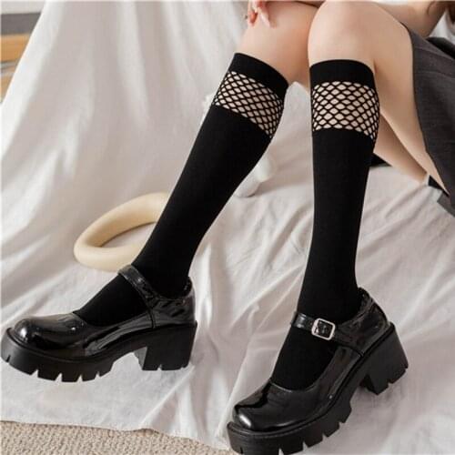 Women Sexy Mesh Ctton Leg Socks JK Cosplay Costumes Accessories Uniform Dark Girl Fashion Fishnet Stockings Lolita Anime Cute
