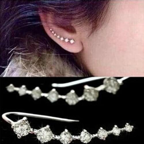 New Arrive Silver Color Shiny Crystal Earrings Temperament Earrings Rhinestone Earrings For Women Wedding Jewelry E0409