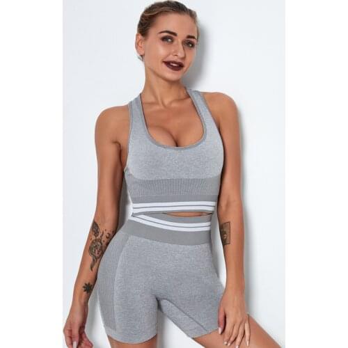 Women 's Fitness Yoga Set Athletic Workout Clothes Seamless Sports Gym Legging Bra Crop Top Vest Yoga Suit