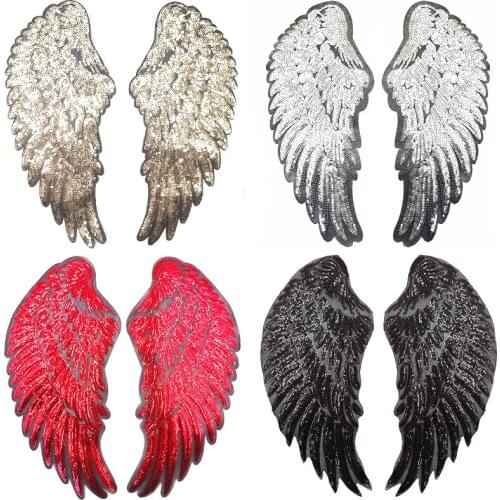 Gold New arrive Sequin Wings Embroidery Neckline Lace Applique Lace Collar Trim Clothing Fabric Material DIY Lace Accessory