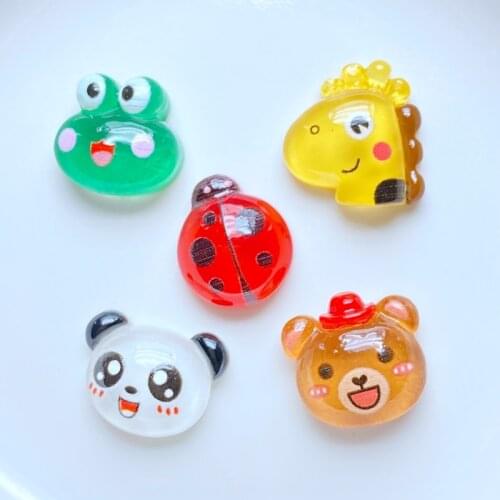 20Pcs Resin Lovely Mixed Transparent Mini Animal Series Flat Back Cabochon Scrapbook DIY Embellishments Accessories K23