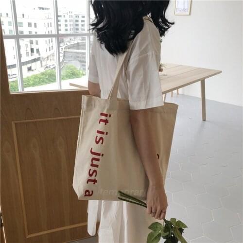 2021 Korean Large Capacity Canvas Tote Bags Women Shoulder Shopping Bag Harajuku Ladies Cotton Cloth Eco Reusable Shopper Bag