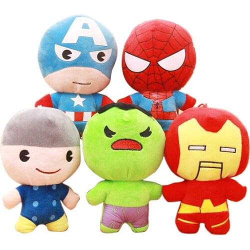 5pcs/Set The Avengers Dolls Marvel Captain America Batman Iron Man Superman Spider Man Plush Toy Cute Cartoon Dolls for Baby Kid