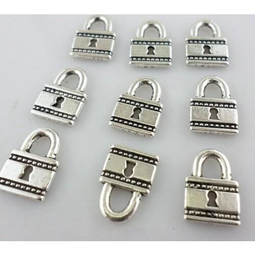 80pcs Tibetan Silver Small Lock Charms Pendants 9x12mm Jewelry Findings