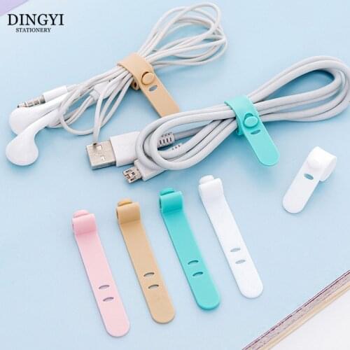 DINGYI 4 Pcs/lot Silicone Cable Winder Earphone Clip Charger Organizer Management Protector Wire Cord Strap Hook Loop Holder
