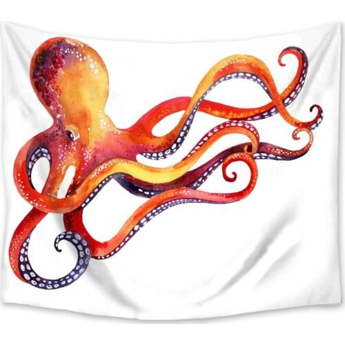 Octopus Cartoon Print Tapestry Wall Hanging Polyester Home Bedroom Decor Bedspread Beach Mat Blanket Yoga Mat Tapestries
