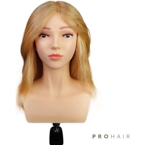 Mannequin-Head 30CM 100% Light Blond Human Hair Competition Mannequin Head Hairdressing Mannequin Doll Head for Hairdressers