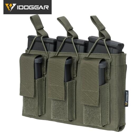 IDOGEAR Tactical 5.56 Triple Magazine Pouch Mag Carrier Triple Open Top Pistol MOLLE Mag Pouch 3545