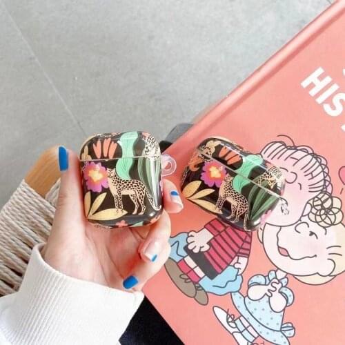 Ins artistic conception forest flower leopard print leopard wireless bluetooth headset protective case for Apple AirPods 1 2 pro
