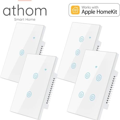 ATHOM US Homekit WiFi Smart Switch Touch key Siri Control Timing Schedule 1/2/3/4 Gang