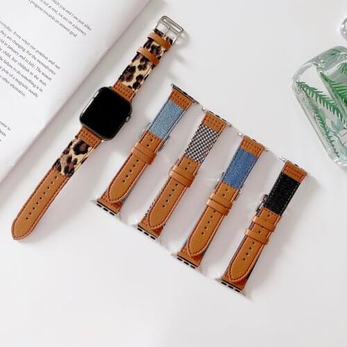 Leather Metal Buckle Belt Stylish Watch Strap for Apple Watch SE Series 6 5 4 Band 44mm 40mm 42mm 38mm Wristband