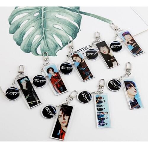 Kpop Mark Jackson YoungJae BamBam YuGyeom JinYoung JB Acrylic PVC Rectangular Keychain Star Same Paragraph Surrounding