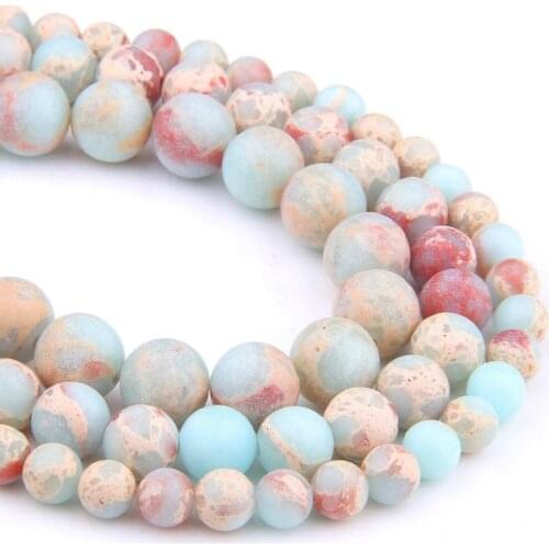 Matte Round ShouShan Stone beads Snakeskin Blue Stone Spacer loose Beads For Jewelry Making bracelet 4/6/8/10/12mm Diy Necklace