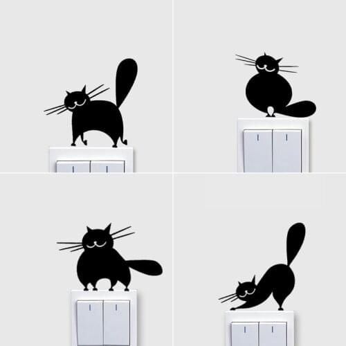 2pcs Cute Black Cat Switch Decal Wallpaper wall Stickers Home Decoration Bedroom Kids Room Light Parlor Decor Sticker
