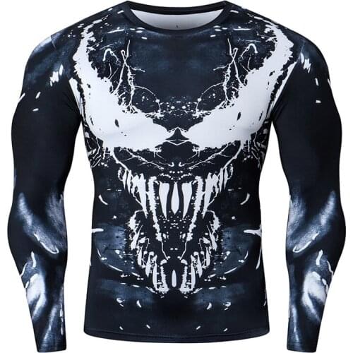 Men Compression T Shirt Fitness Tight Long Sleeve Sport tshirt Training Jogging Shirts Gym 3D Printed Cosplay Quick Dry rashgard