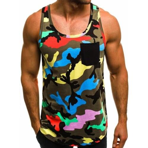 Mens Fitness Muscle Tank Tops Camouflage Sleeveless Bodybuilding Vests Summer Breathable Gym Clothing Loose Streetwear Singlet