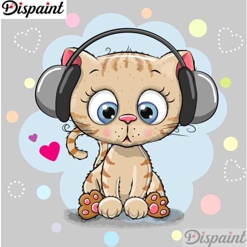 Dispaint Full Square/Round Drill 5D DIY Diamond Painting "Cartoon cat scenery" 3D Embroidery Cross Stitch 5D Home Decor A12833