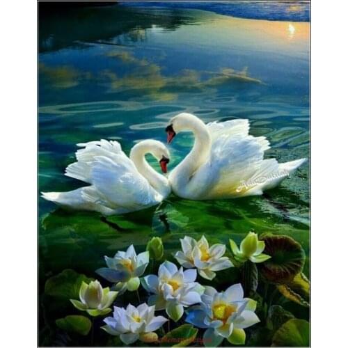 Embroidery Counted Cross Stitch Kits Needlework - Crafts 14 ct DMC DIY Arts Handmade Decor - Swan Lake 2