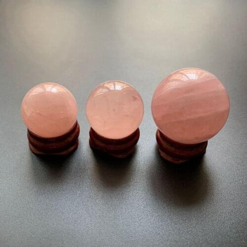 Natural Rose Quartz Stone Sphere Reiki Healing Pink Crystal Balls Fengshui Home Decor Specimen 1pc