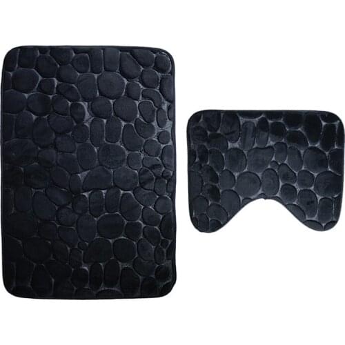 Zeegle Non-slip Bath Mat 3D Embossing Bathroom Carpets Set Toilet Rugs Absorbent U-shape Mats Bath Rugs Bathroom Floor Mats