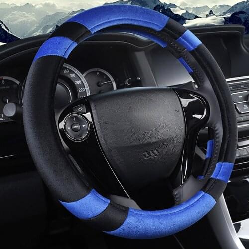 QFHETJIE Autumn and Winter Plush Car Steering Wheel Cover Sweat-proof, Wear-resistant and Warm Fashion Accessories