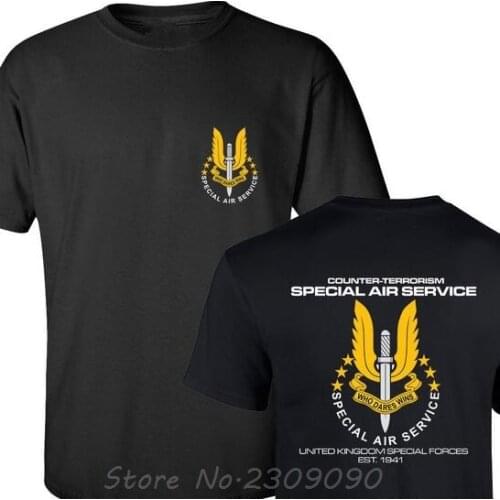 Sas Special Air Service British Army United Kingdom Special Force Sniper Mens T Shirt Both Sides Printed Cotton Basic Top Tees