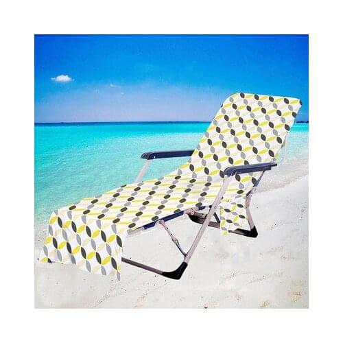 Fashion Geometric Microfiber Sun Lounge Chair Beach Cover Towel Outdoor Garden Swim Pool Bath Towel For Lazy Chair With Pockets