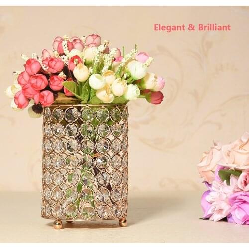 Glass Candle Tealight Holders Vintage Crystal Vases for Wedding Table Centerpieces Stand Home Holiday Decoration Brush Pot