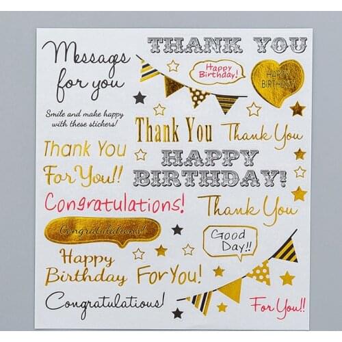 Happy Birthday Stickers Kawaii Cute Scrapbook Stationery Journal Heart Star Diary Travel Small Sticker Set Thank You