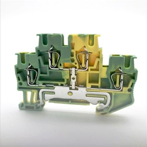 STTB-2.5 PE Cage Self Locking Spring Grounding Terminal Double Layer Spring Connection Grounding Conductors Rail Type Terminal