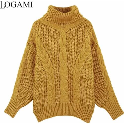 LOGAMI Long Sleeve Woman Pullovers Winter 2018 High Neck Sweater Women Sweaters And Pullovers Knitwear