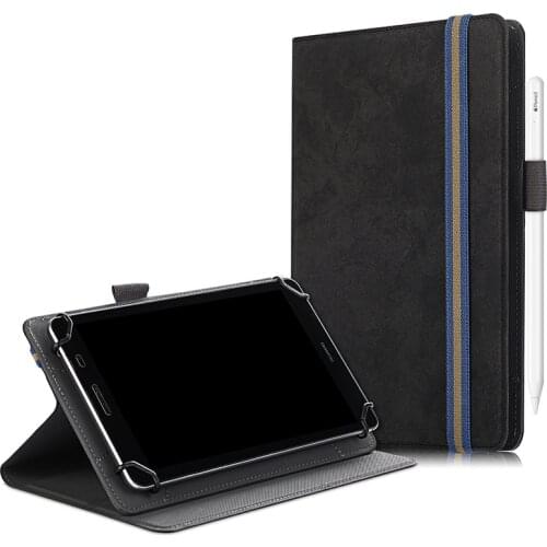 Fabric Leather Case for iPad Mini 5/Mini 4/Samsung T295/T290/P200/P205/Huawei T3 8.0 Flip Cover for 7 to 8 inch Tablet+Pen
