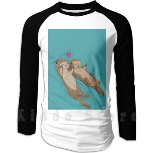 Otterly In Love hoodie long sleeve Otter Otters Love Hand Holding Holding Hands Sweet Cute Blue Animals
