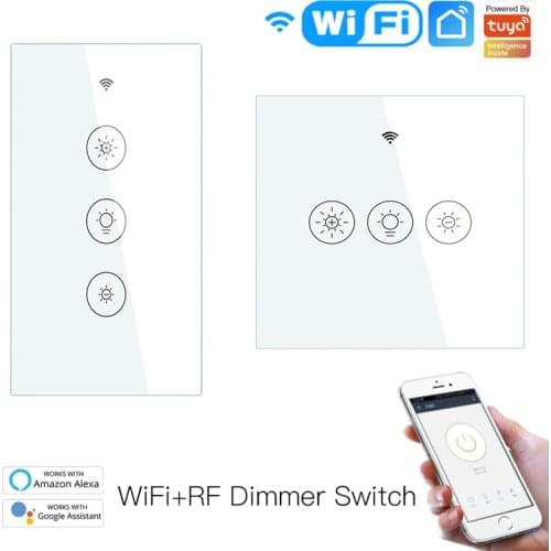 WiFi Smart Light Touch Dimmer Switch Module EU/US Wall Glass Panel Smart Life/Tuya Remote Control Works with Alexa Google Home