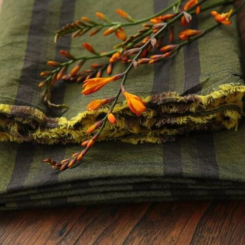 High quality, high count, high density yarn dyed cotton tissu Mustard green coffee tissus High end dress clothing fabric