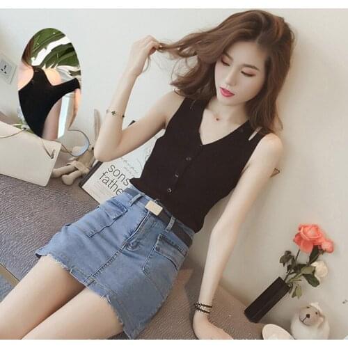 Womens clothing summer Condole belt vest Cultivate ones morality render Condole belt vest pullover Pure color Condole beltvest